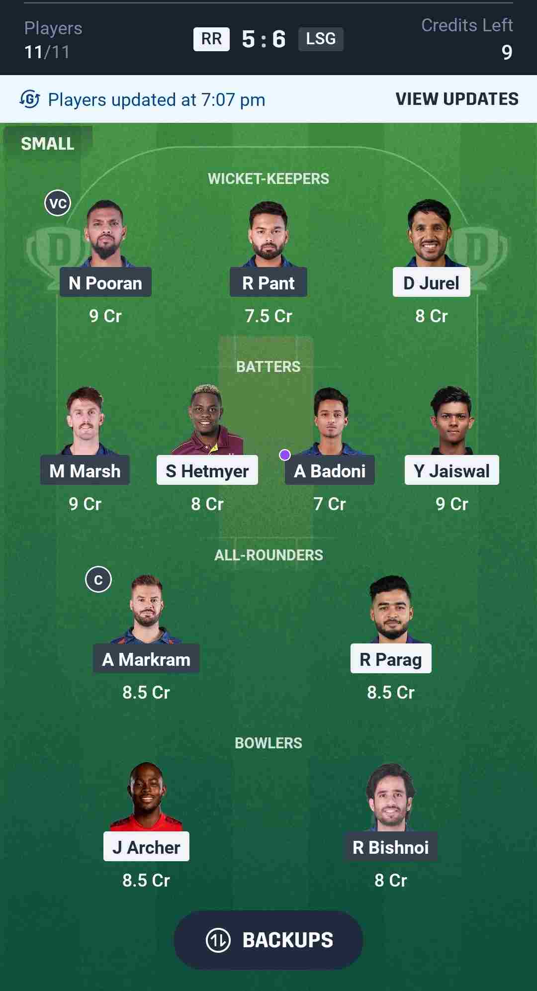 Fantasy Team Screenshot